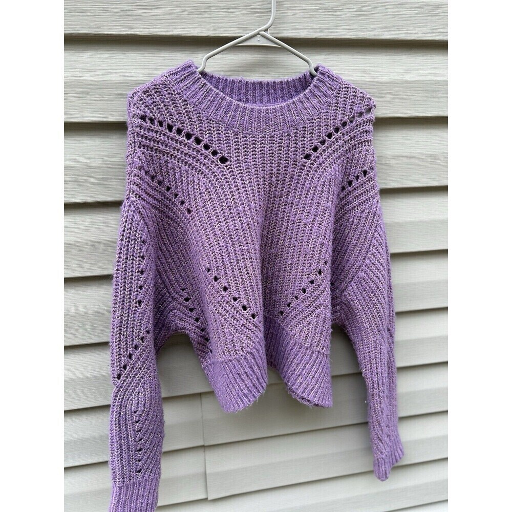 Elizabeth And James Women’s Small Soft Lilac Open Knit Romantic Sweater